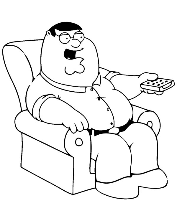 Peter Using TV Remote in Family Guy Coloring Page | Kids ...